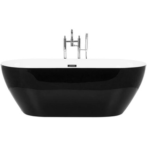 Badewanne freistehend schwarz 160 x 75 cm oval klassisch modern