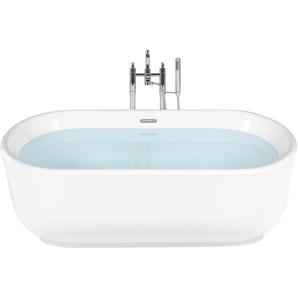 Badewanne Weiß 170 x 80 cm Sanitäracryl Freistehend Oval geschwungene Form Elegant Badezimmer