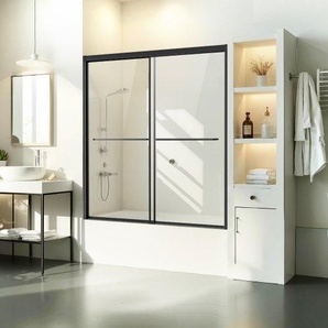 Badewannen Duschtür (1422-1524 x 1524 mm / B x H) halbrahmenlose Schiebetür für die Badewanne, halbrahmenlose Bypass-Wannentür mit 1/4 Zoll bruchsicherem gehärtetem Glas und Edelstahlgriff TLYGM60W62HIYDJ1GV0
