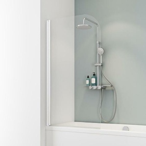Badewannenaufsatz 1-teilig schwenkbar - 80 x 140 cm, 5 mm Sicherheitsglas Klar Hell, Alpin Weiß - Schulte