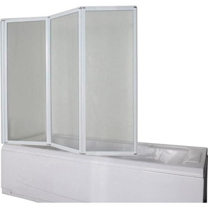 Badewannenfaltwand, Weiß, Metall, Glas, 130x121 cm, Badezimmer, Waschbecken & Armaturen, Duschpaneele