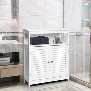 Badezimmer-Schrank Badezimmer-Aufbewahrungsschrank aus Holz für Bad 60 x 30,5 x 80 cm Weiß