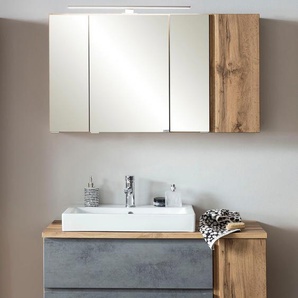 Badezimmer-Set HELD MÖBEL Sölden Kastenmöbel-Sets Gr. B/H/T: 105 cm x 200 cm x 47 cm, grau (oxid beton) Bad-Sparsets