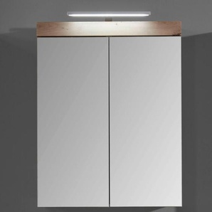 Badezimmer Spiegelschrank inkl. Beleuchtung ALTENA-19 in Asteiche Nb., b/h/t: ca. 60/77/17 cm