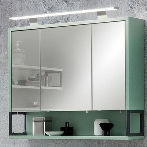 Badezimmer Spiegelschrank LIMOGES-80 in Mintgrün mit LED-Beleuchtung, b/h/t: 70/68/16 cm
