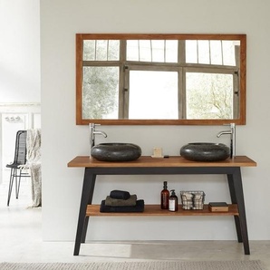 Badezimmermöbel aus massivem Teakholz mit schwarzen Beinen 150 cm