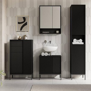 Badezimmerset 4-teilig 158 x 32cm Schwarz