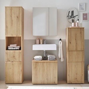 Badezimmerset 4-teilig Typ A 140 x 185 x 31cm Braun/Eiche Artisan Dekor