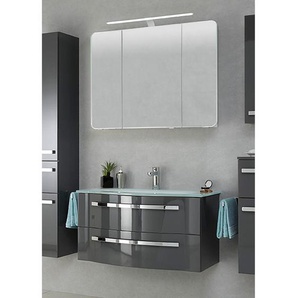 Badezimmerset 4005 VII 2-teilig 92 x 200 x 49cm Grau/Hochglanz Grau
