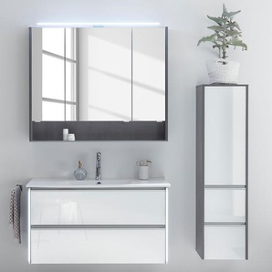 Badezimmerset 6040 VII 3-teilig 101 x 200 x 47cm Grau/Weiß