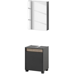 Badezimmerset Cosmo III 2-teilig 50 x 33cm Schwarz/Anthrazit
