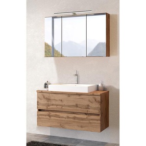 Badezimmerset 2-teilig 100 x 200 x 48cm Braun/Wotaneiche Dekor