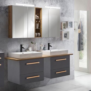 Badezimmerset Duo II 4-teilig 165 x 50cm Schwarz/Anthrazit