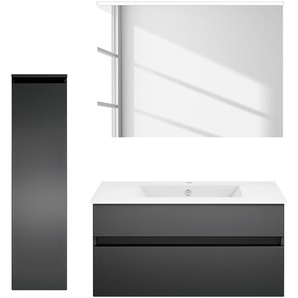 Badezimmerset Get II 3-teilig 122cm Türanschlag links Grau/Matt Grau