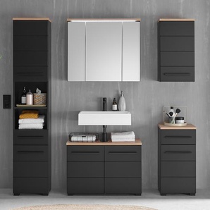 Badezimmerset I 5-teilig 156 x 30cm Schwarz/Schwarz