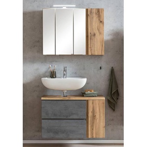 Badezimmerset II 2-teilig 85 x 200 x 35cm Ausrichtung links Grau/Beton Dekor