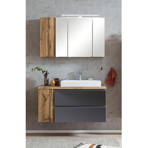 Badezimmerset IV 2-teilig 105 x 200 x 47cm Ausrichtung rechts Grau/Matt Grau