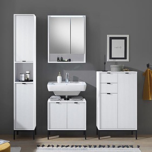 Badezimmerset I 4-teilig 152 x 195 x 32cm Weiß/Matt Weiß