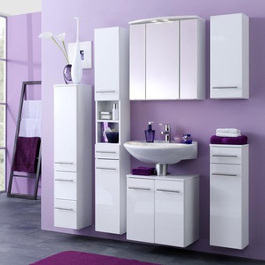 Badezimmerset Weiß/Hochglanz Weiß 4-teilig