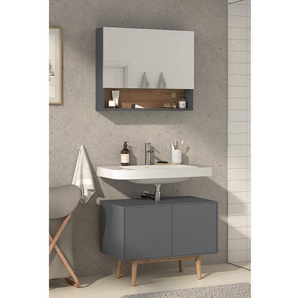 Badezimmerset 2-teilig Kombi A 80 x 46cm Grau/Matt Grau