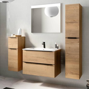 Badezimmerset MYBA VI 4-teilig 140cm Weiß/Eiche Dekor
