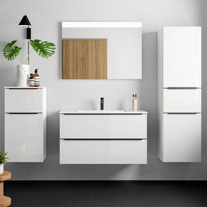 Badezimmerset MYBA VI 4-teilig 190cm Weiß/Hochglanz Weiß