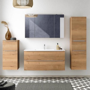 Badezimmerset MYBA VII 4-teilig 210cm Braun/Eiche Dekor