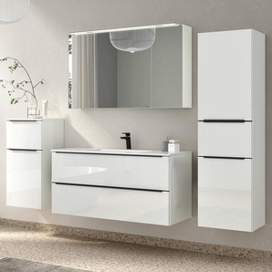 Badezimmerset MYBA VIII 4-teilig 210cm Weiß/Hochglanz Weiß