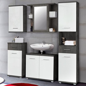 Badezimmerset I 5-teilig 150 x 184 x 29cm Grau/Weiß