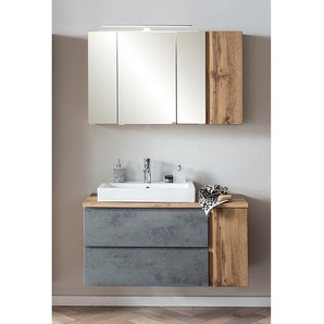 Badezimmerset IV 2-teilig 105 x 200 x 47cm Ausrichtung links Grau/Beton Dekor