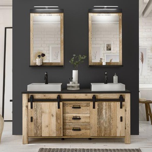 Badezimmerset II 3-teilig 164 x 210 x 43cm Braun/Eiche Dekor