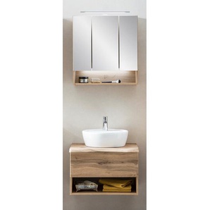 Badezimmerset I 2-teilig 60cm Braun/Wotaneiche Dekor
