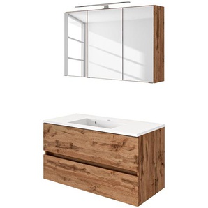 Badezimmerset Tira 2-teilig 100cm Braun/Wotaneiche Dekor