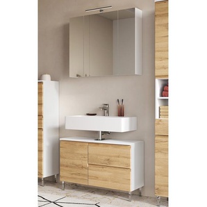 Badezimmerset Torrance V 2-teilig 80 x 190 x 34cm Braun/Weiß