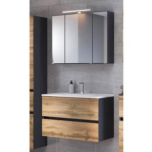 Badezimmerset I 2-teilig 80cm Multicolor/Wotaneiche Dekor