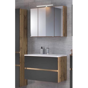 Badezimmerset I 2-teilig 80cm Grau/Matt Grau