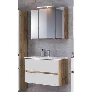 Badezimmerset I 2-teilig 80cm Weiß/Matt Weiß