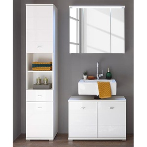 Badezimmerset III 3-teilig Weiß/Hochglanz Weiß