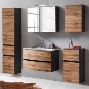 Badezimmerset XV 5-teilig 160 x 200 x 49cm Braun/Wotaneiche Dekor/Graphit