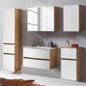 Badezimmerset XV 5-teilig 160 x 200 x 49cm Weiß/Wotaneiche Dekor/Weiß