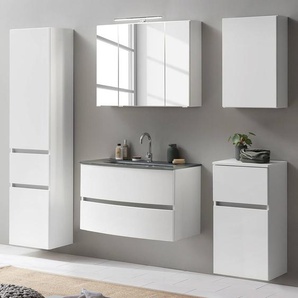 Badezimmerset XVI 5-teilig 160 x 200 x 49cm Weiß/Matt Weiß