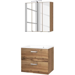 Badezimmerset 2-teilig 60cm Braun/Wotaneiche Dekor