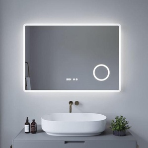 Badezimmerspiegel mit led Beleuchtung und Uhr 100x70cm boras Typ d Kosmetikspiegel Digital Uhr Touch Sensor Dimmbar Antibeschlag Kaltweiß 6400K