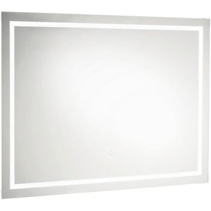 Badezimmerspiegel Leonardo 80, Silber, Glas, rechteckig, F, 60x80x2.5 cm, feuchtraumgeeignet, Badezimmer, Badezimmerspiegel, Beleuchtete Spiegel