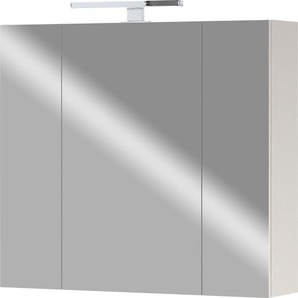 Badezimmerspiegelschrank GERMANIA Yonkers Schränke Gr. B/H/T: 76 cm x 71 cm x 23 cm, 3 St., grau (kaschmir) Bad-Spiegelschränke ABS-Kanten, 3-D Spiegel, Türdämpfung, Verstellbare Einlegeböden