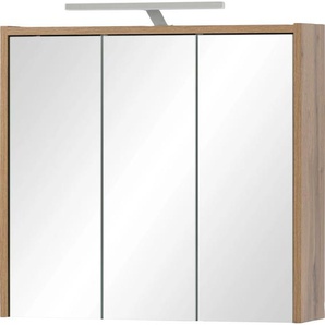 Badezimmerspiegelschrank INOSIGN Dex Schränke Gr. B/H/T: 65,0 cm x 64,0 cm x 16,0 cm, 3 St., braun (eiche landhausfarben) Bad-Spiegelschränke Badmöbel, Breite 65cm