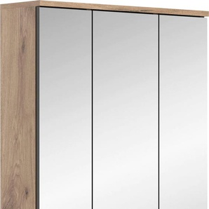 Badezimmerspiegelschrank INOSIGN Riga Schränke Gr. B/H/T: 60 cm x 77 cm x 18 cm, 3 St., braun (holzfarben) Bad-Spiegelschränke