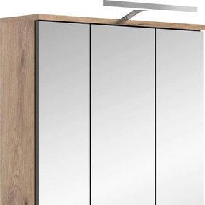 Badezimmerspiegelschrank INOSIGN Riga Schränke Gr. B/H/T: 60 cm x 77 cm x 18 cm, 3 St., braun (holzfarben) Bad-Spiegelschränke