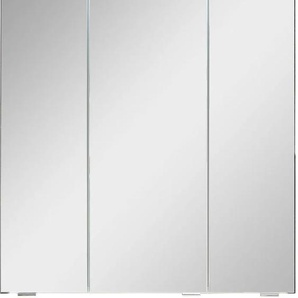 Badezimmerspiegelschrank SAPHIR Quickset 945 Badschrank, 3 Spiegeltüren, 6 Einlegeböden, 65 cm breit Schränke Gr. B/H/T: 65 cm x 70 cm x 16 cm, Aufsatzleuchte, 3 St., grau (o x id dunkelgrau quer) Bad-Spiegelschränke