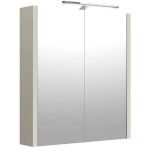 Badezimmerspiegelschrank WELLTIME Joy Schränke Gr. B/H/T: 58,2 cm x 65 cm x 12 cm, 2 St., grau (taupe) Bad-Spiegelschränke